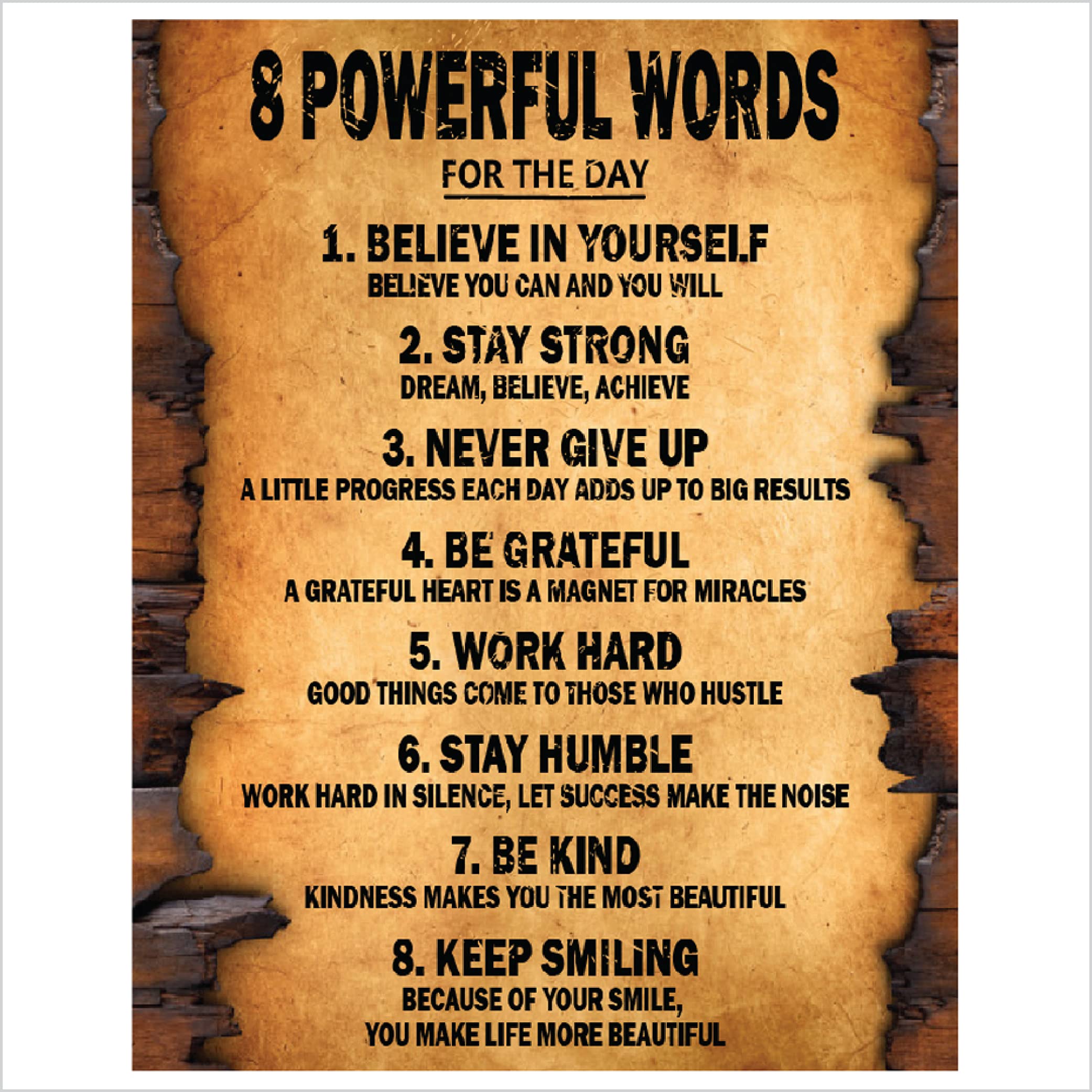 Amazon.co.jp: 8つの強力な言葉 モチベーションを高めるポスター 厚紙